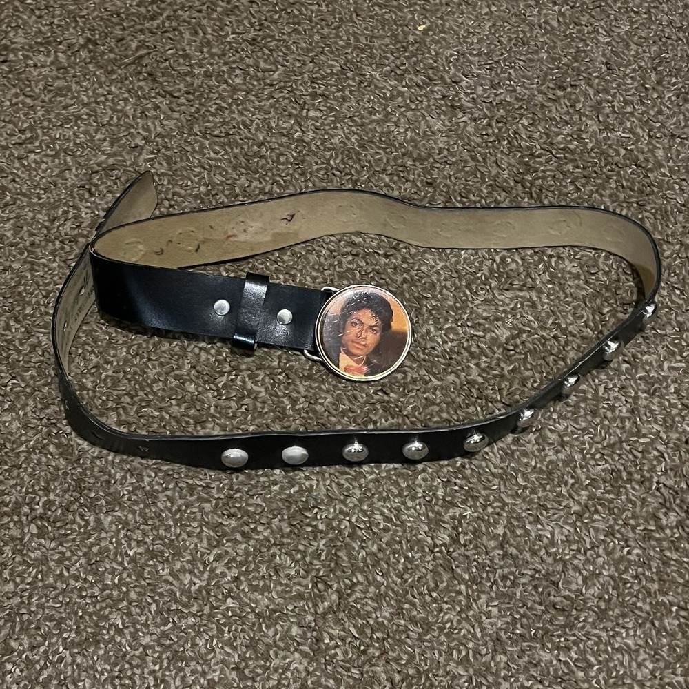 VTG 1980s Michael Jackson Kids Belt w/ Portrait Buckle Officially Licensed